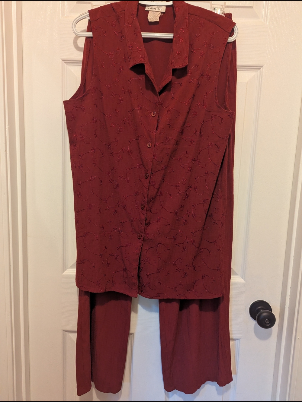Kathie Lee Collection Clover Berry Ribbed Sleeveless Top & Pull On Pant